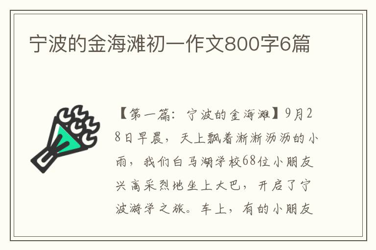 宁波的金海滩初一作文800字6篇