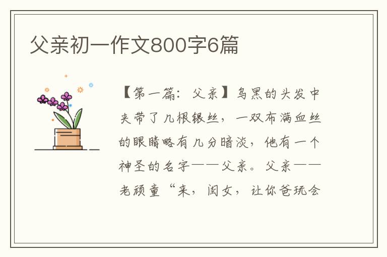 父亲初一作文800字6篇