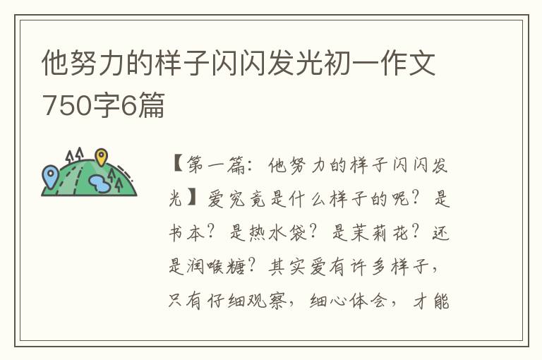 他努力的样子闪闪发光初一作文750字6篇