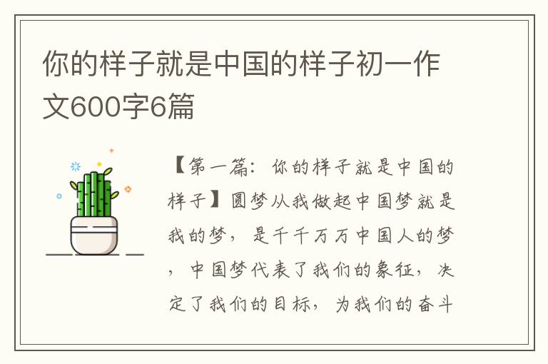 你的样子就是中国的样子初一作文600字6篇