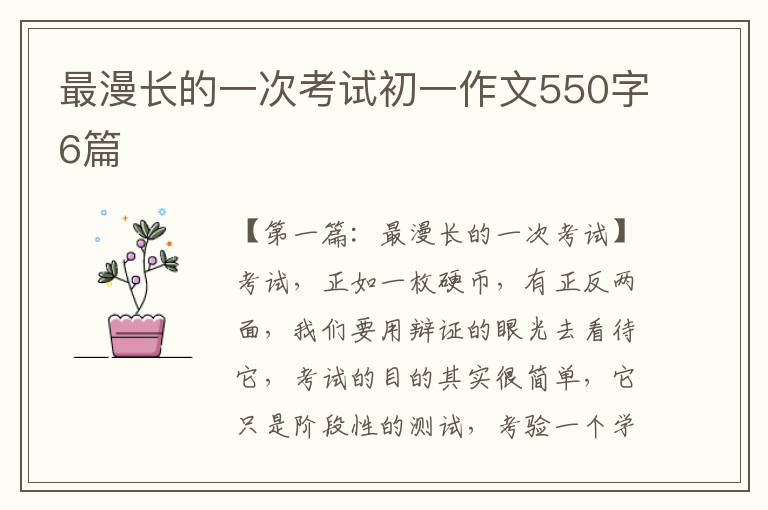 最漫长的一次考试初一作文550字6篇