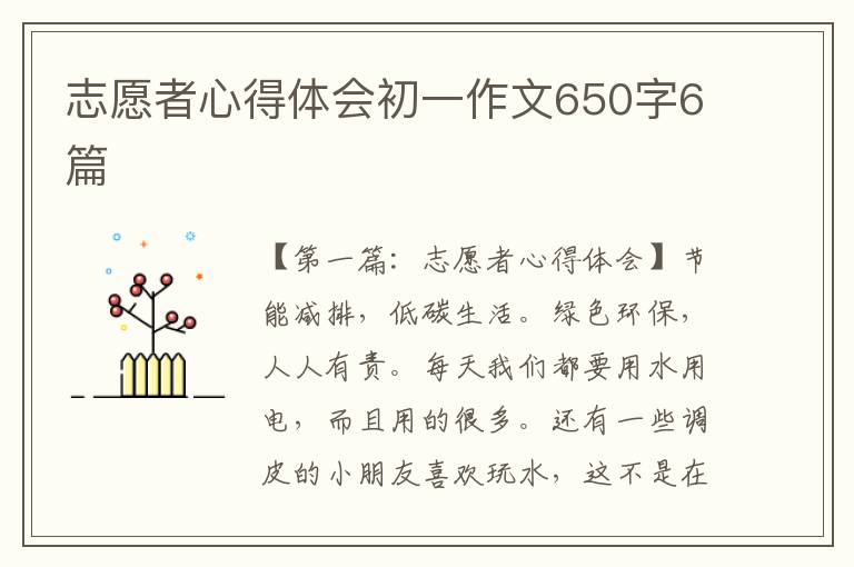 志愿者心得体会初一作文650字6篇