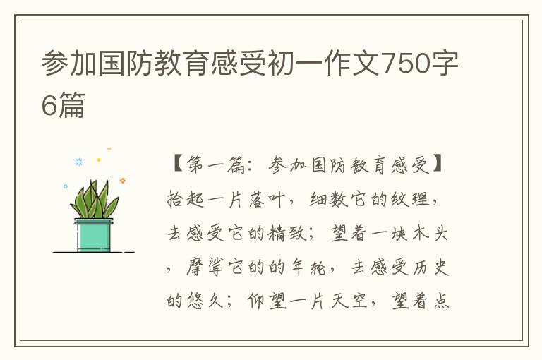 参加国防教育感受初一作文750字6篇