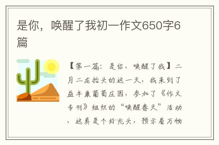 是你，唤醒了我初一作文650字6篇