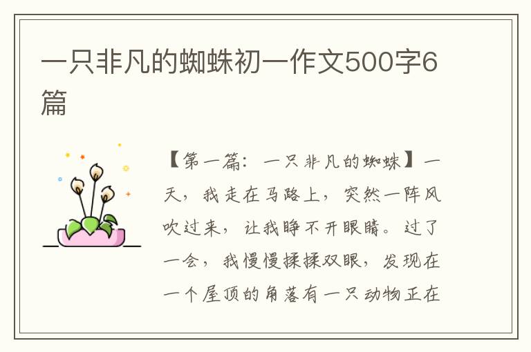 一只非凡的蜘蛛初一作文500字6篇