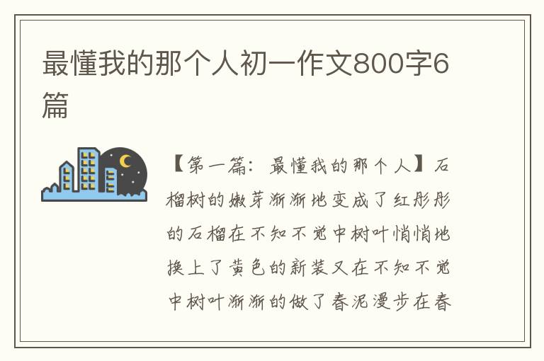 最懂我的那个人初一作文800字6篇