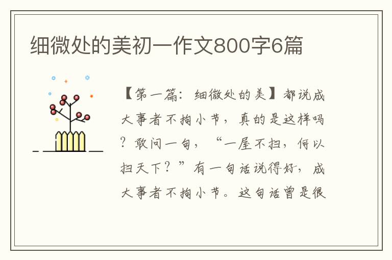 细微处的美初一作文800字6篇