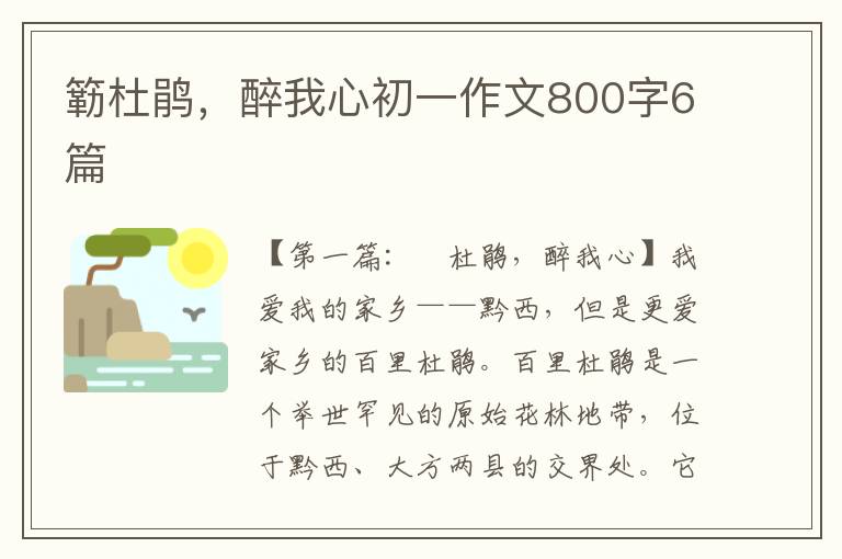 簕杜鹃，醉我心初一作文800字6篇