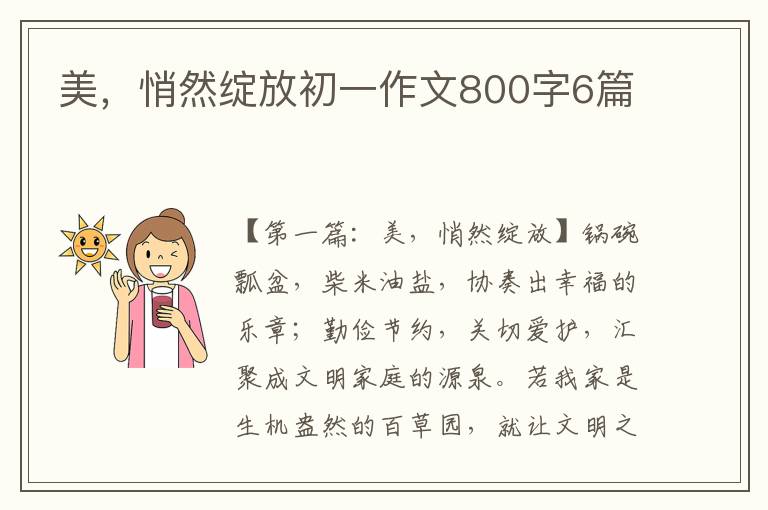 美，悄然绽放初一作文800字6篇