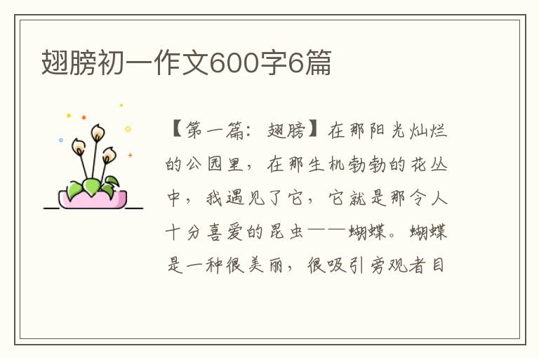 翅膀初一作文600字6篇