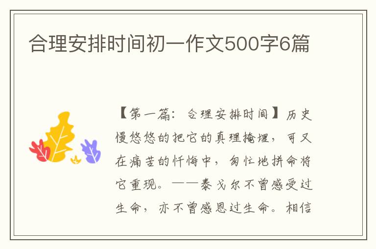 合理安排时间初一作文500字6篇