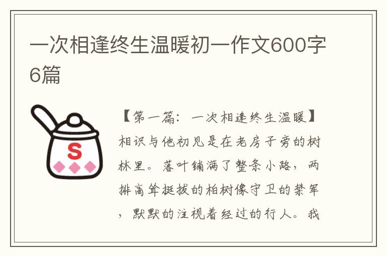 一次相逢终生温暖初一作文600字6篇