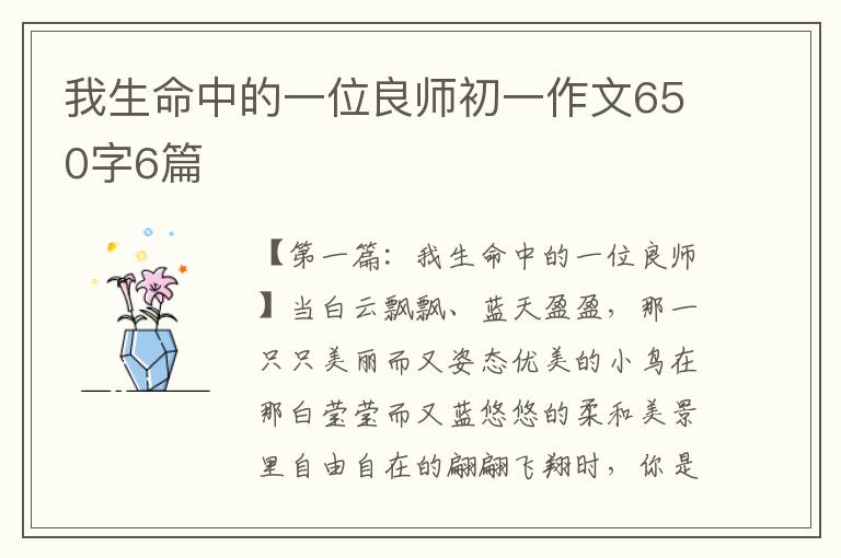 我生命中的一位良师初一作文650字6篇