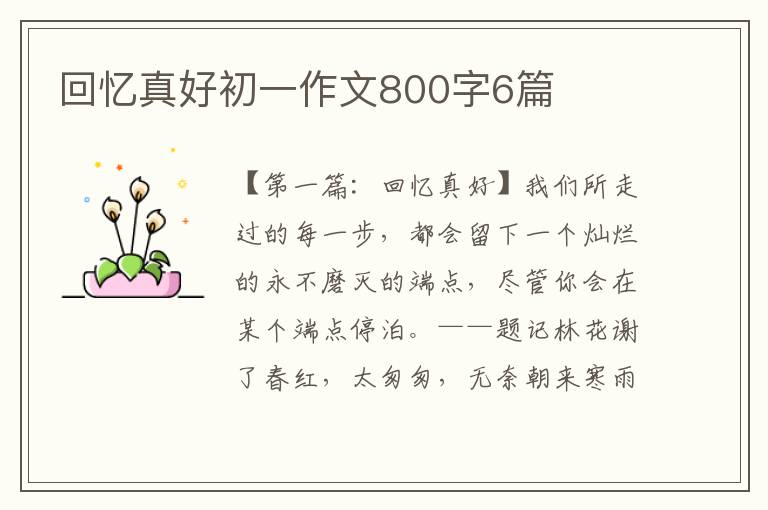 回忆真好初一作文800字6篇