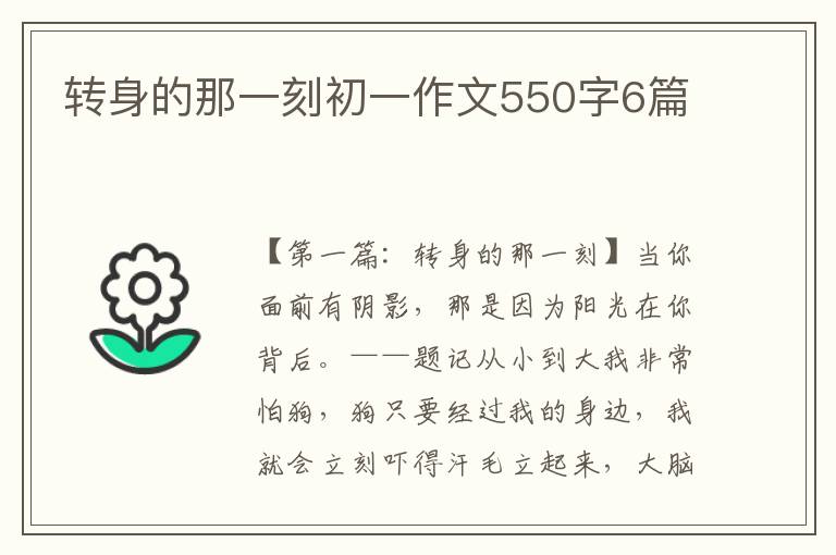 转身的那一刻初一作文550字6篇