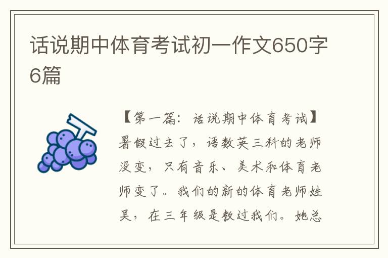 话说期中体育考试初一作文650字6篇