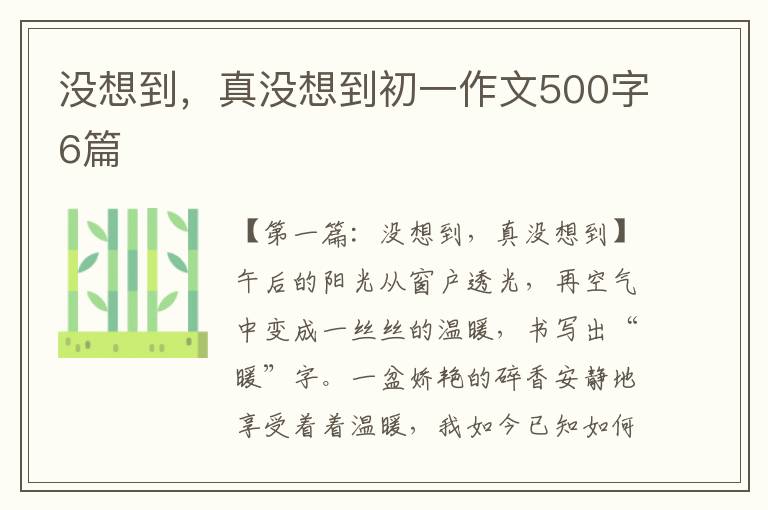 没想到，真没想到初一作文500字6篇