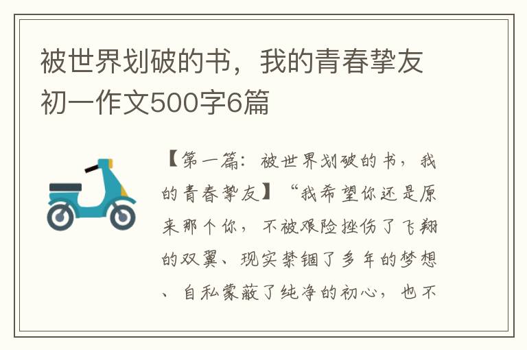 被世界划破的书，我的青春挚友初一作文500字6篇