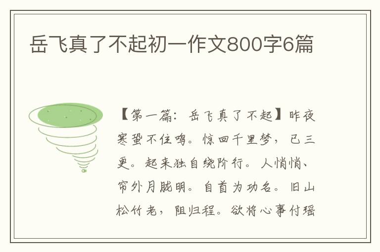 岳飞真了不起初一作文800字6篇