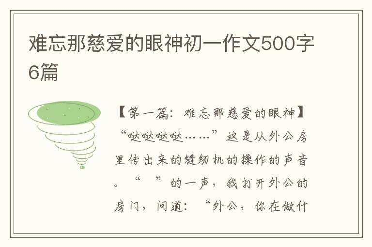 难忘那慈爱的眼神初一作文500字6篇