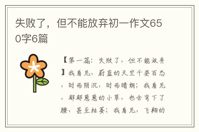 失败了，但不能放弃初一作文650字6篇