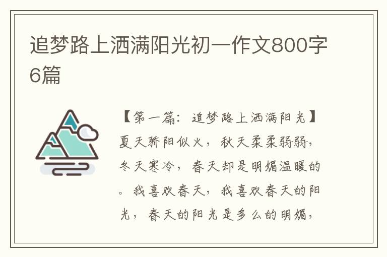 追梦路上洒满阳光初一作文800字6篇