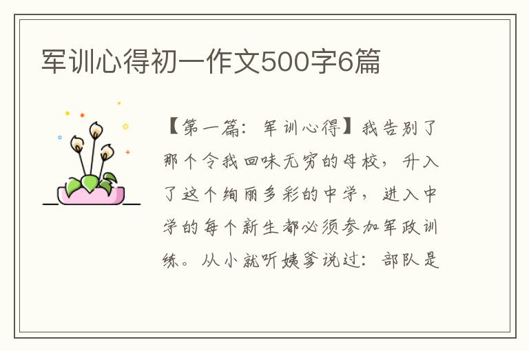 军训心得初一作文500字6篇