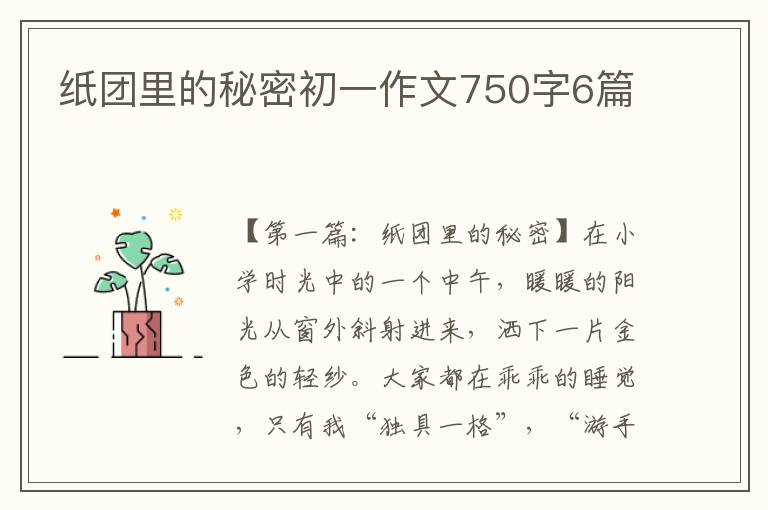 纸团里的秘密初一作文750字6篇