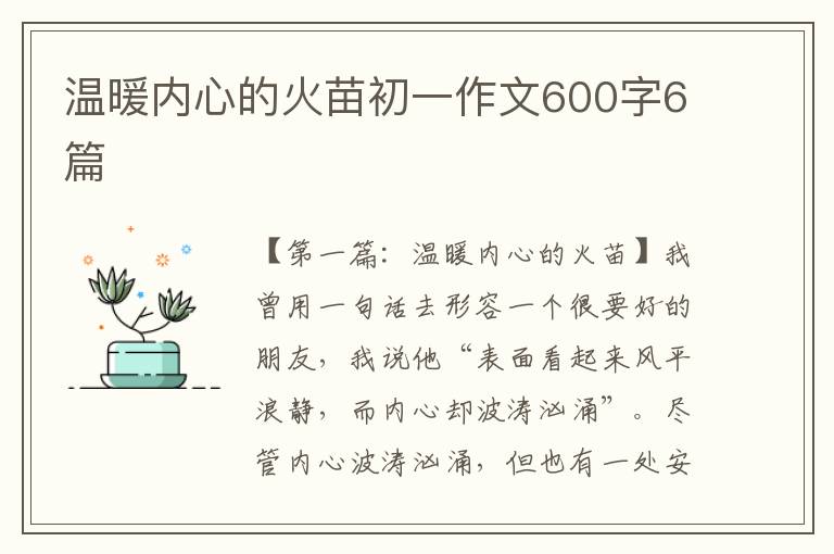 温暖内心的火苗初一作文600字6篇