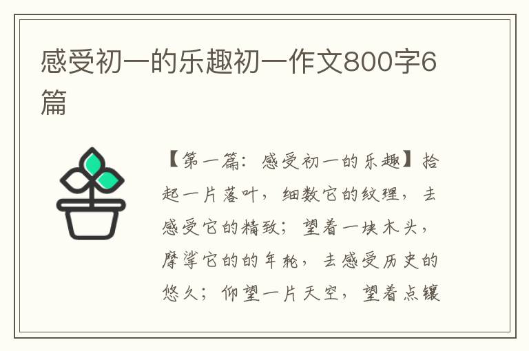 感受初一的乐趣初一作文800字6篇