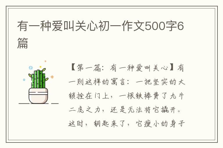 有一种爱叫关心初一作文500字6篇