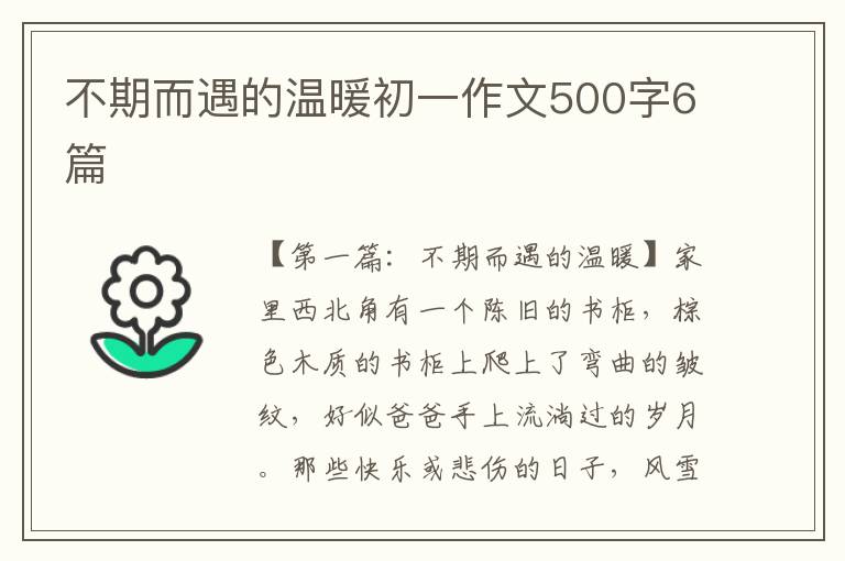 不期而遇的温暖初一作文500字6篇