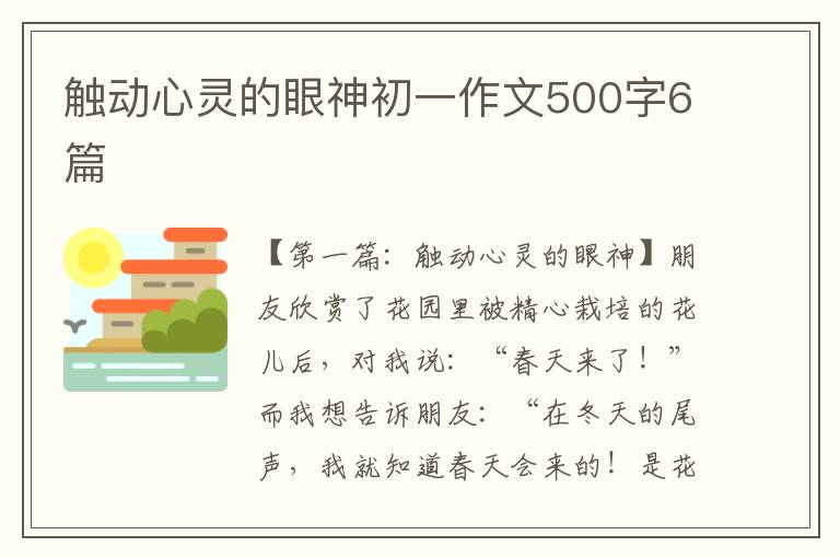 触动心灵的眼神初一作文500字6篇