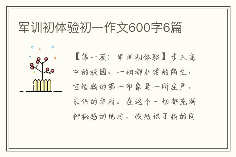 军训初体验初一作文600字6篇