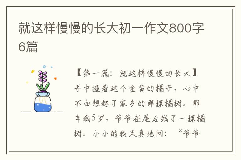 就这样慢慢的长大初一作文800字6篇