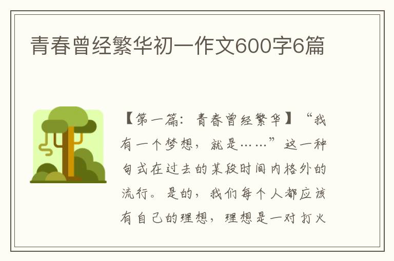 青春曾经繁华初一作文600字6篇