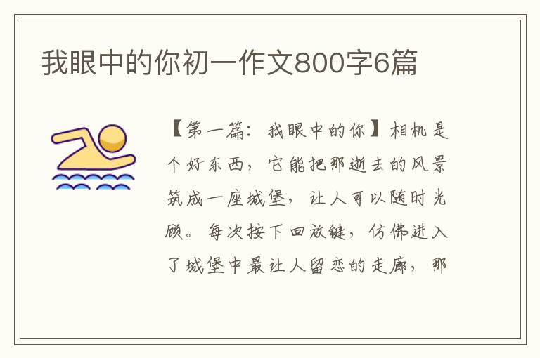 我眼中的你初一作文800字6篇