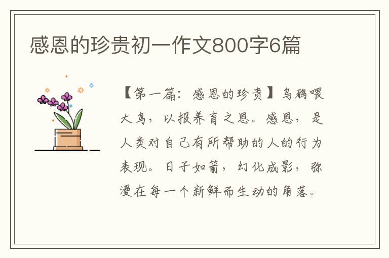 感恩的珍贵初一作文800字6篇