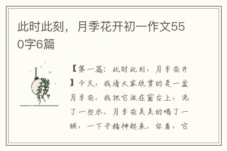 此时此刻，月季花开初一作文550字6篇