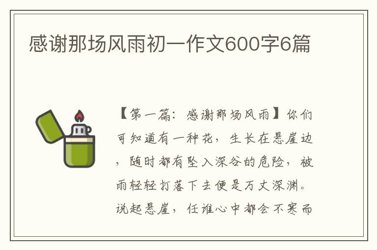 感谢那场风雨初一作文600字6篇