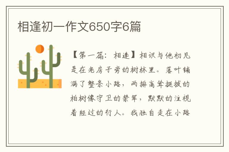 相逢初一作文650字6篇