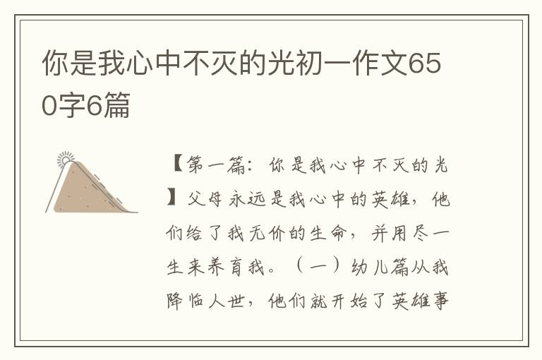 你是我心中不灭的光初一作文650字6篇