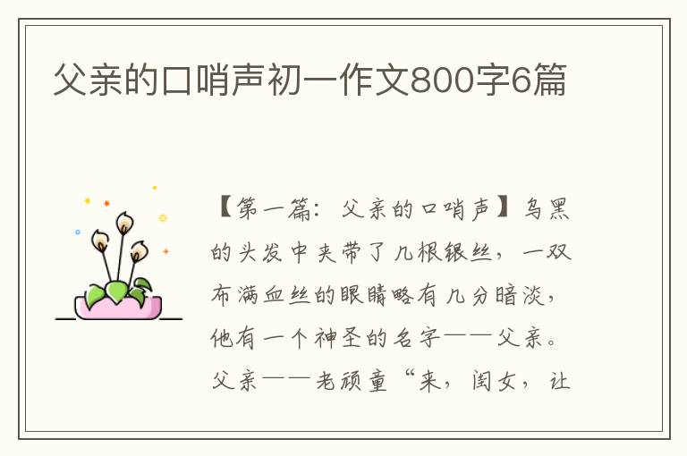 父亲的口哨声初一作文800字6篇