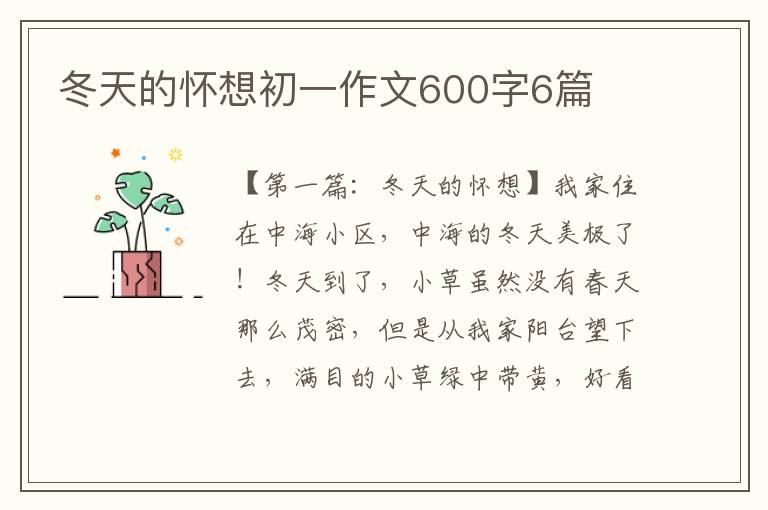 冬天的怀想初一作文600字6篇