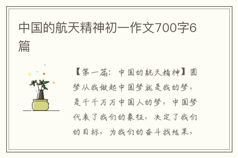 中国的航天精神初一作文700字6篇