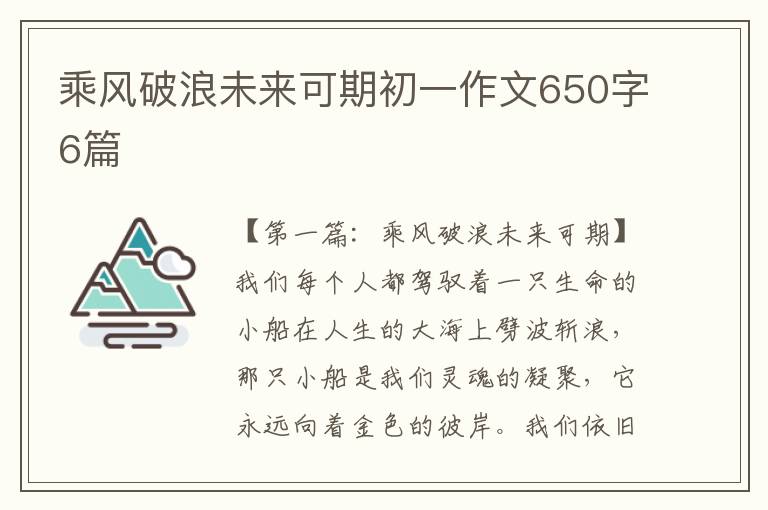 乘风破浪未来可期初一作文650字6篇