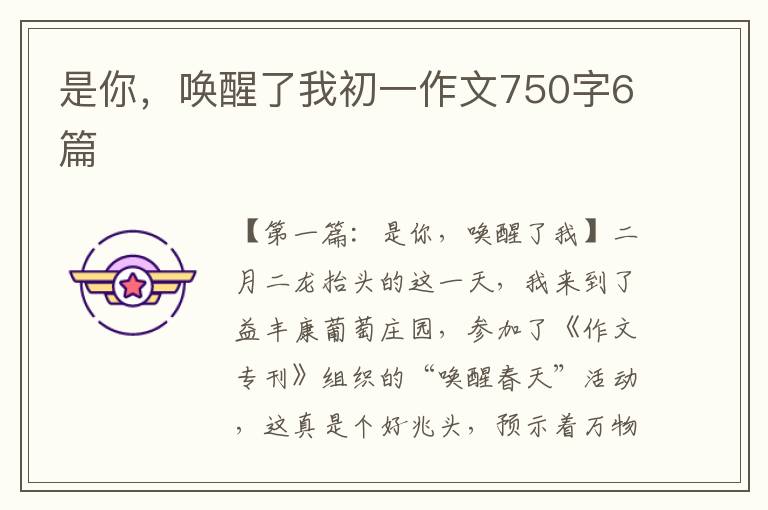 是你，唤醒了我初一作文750字6篇