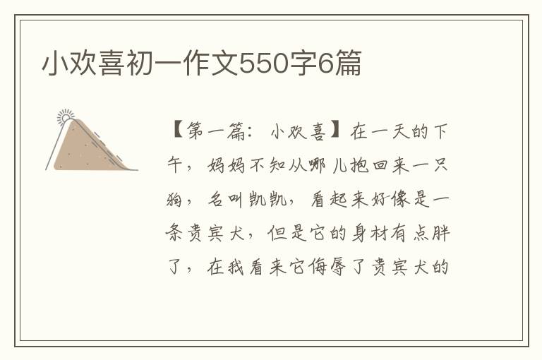 小欢喜初一作文550字6篇