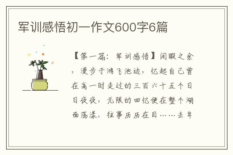 军训感悟初一作文600字6篇