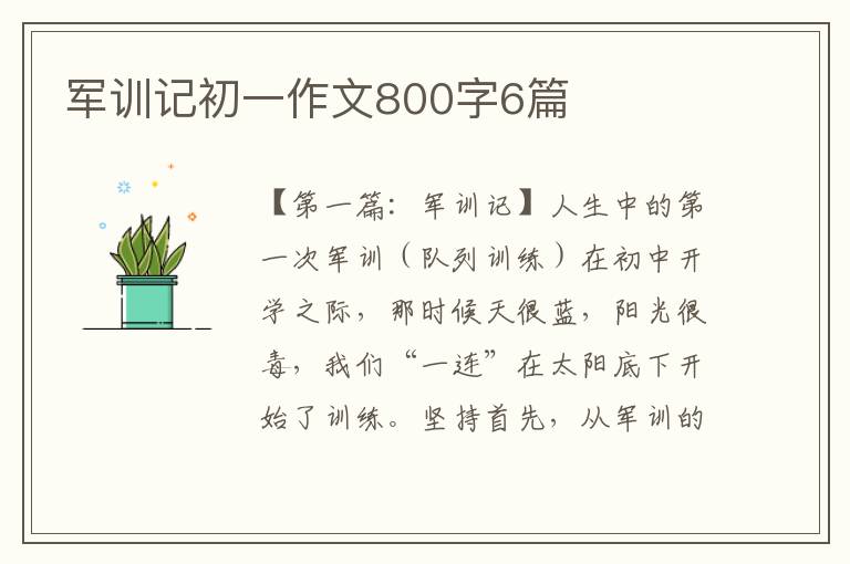 军训记初一作文800字6篇